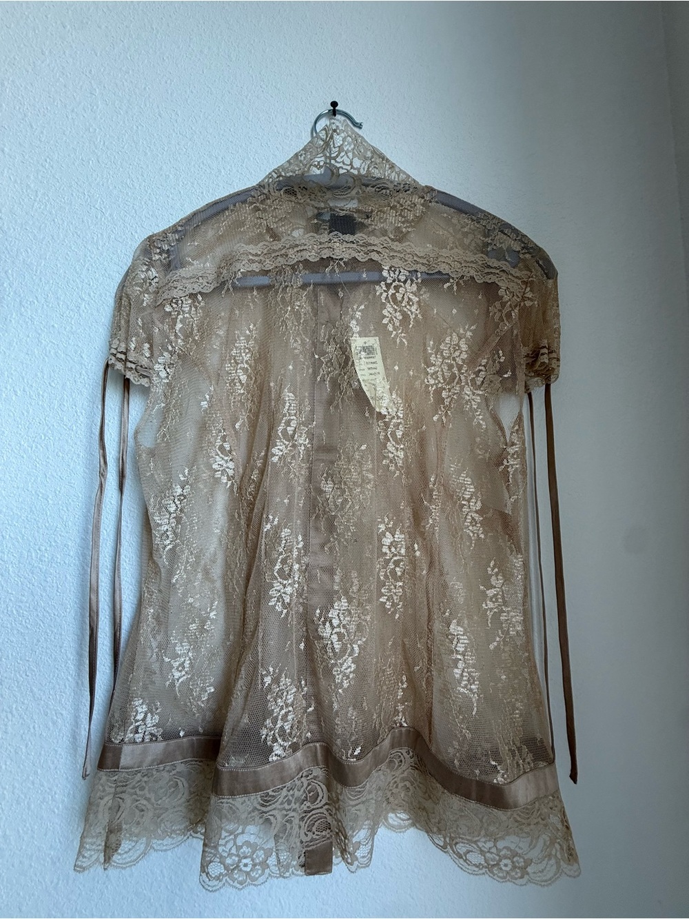 NWT Champagne Arden B. Vintage Y2K Lace Cap Sleeve Button-Front Blouse - Picture 4 of 6